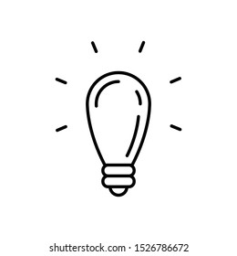 Idea vector icon. Lamp linear pictogram. Lightbulb shining.