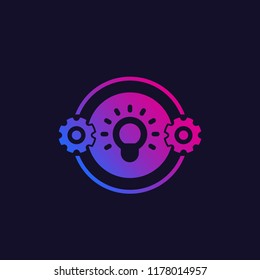 idea vector icon with light bulb and gears