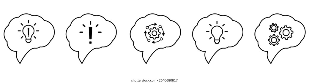 Idea vector icon set. Creativity related illustration sign collection. inspiration symbol or logo.  Collection  of development, brainstorm, creative web icons.