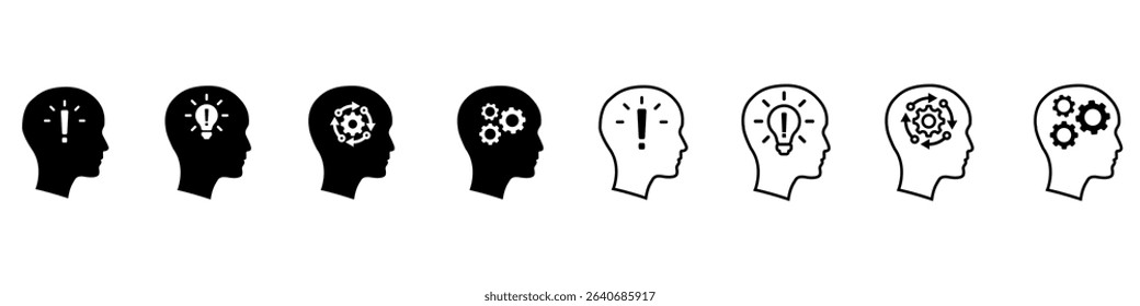 Idea vector icon set. Creativity related illustration sign collection. inspiration symbol or logo.  Collection  of development, brainstorm, creative web icons.
