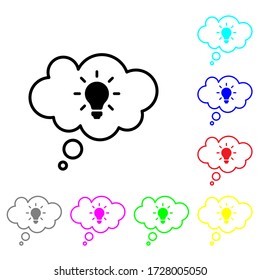 Idea vector icon set. Solution illustration symbol collection. lamp sign. Light Bulb line logo. 