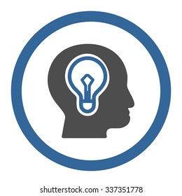 Idea vector icon. Style is bicolor flat rounded symbol, cobalt and gray colors, rounded angles, white background.