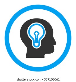 Idea vector icon. Style is bicolor flat rounded symbol, blue and gray colors, rounded angles, white background.