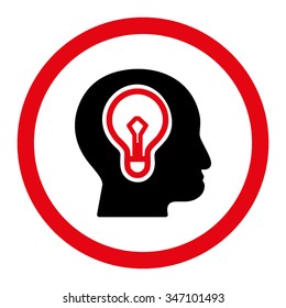 Idea vector icon. Style is bicolor flat rounded symbol, intensive red and black colors, rounded angles, white background.