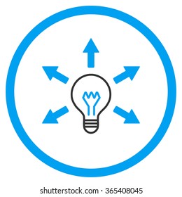 Idea vector icon. Style is bicolor flat circled symbol, blue and gray colors, rounded angles, white background.