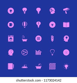 idea vector icons set. with attention sign bulb, fluorescent bulb, present new idea and gear head in set