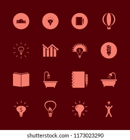 idea vector icons set. with bathroom shower, money ideas, winners podium and bulb leaf in set