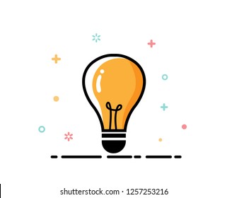 Idea vector style line icon flat design. Creative logo light bulbs isolated from white background. Business ideas to succeed.