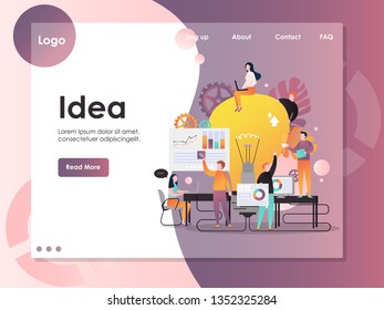 Idea vector website template, web page and landing page design for website and mobile site development. New business idea, brainstorming, teamwork, effective team collaboration concepts.