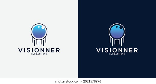 plantilla de diseño de logotipo de tecnología de visión de ideas