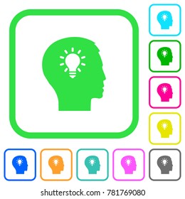 Idea vivid colored flat icons in curved borders on white background