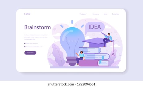 Banner web o página de inicio de Idea. Innovación creativa y lluvia de ideas. Generación de soluciones e inspiración. Bombilla como metáfora. Ilustración vectorial plana aislada