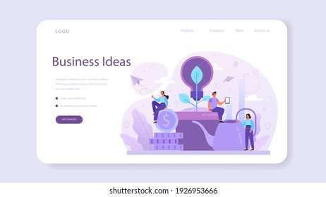 Idea web banner or landing page. Creative innovation and brainstorm. Solution generation and inspiration. Light bulb as metaphor. Isolated flat vector illustration