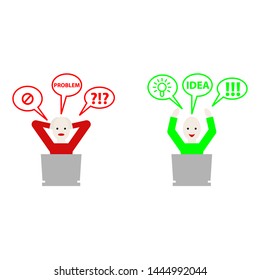 Idea for web design. Problem solving. Idea sign, solution, thinking concept. Vector social media illustration. Business icon set design.