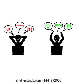 Idea for web design. Problem solving. Idea sign, solution, thinking concept. Vector social media illustration. Business icon set design.