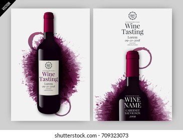 Idea for wine design, product presentation or wine tasting. Design elements separated by layers. Vector illustration