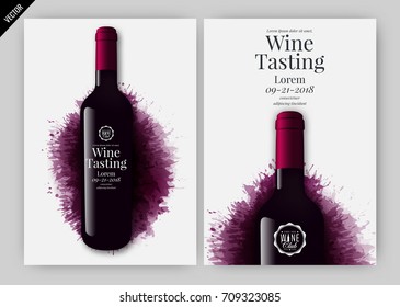 Idea for wine design, product presentation or wine tasting. Design elements separated by layers. Vector illustration