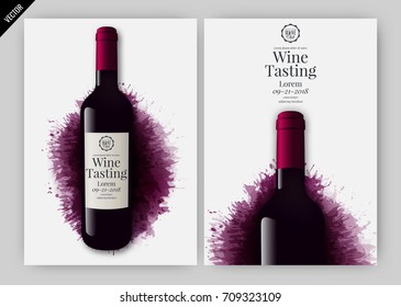 Idea for wine design, product presentation or wine tasting. Design elements separated by layers. Vector illustration