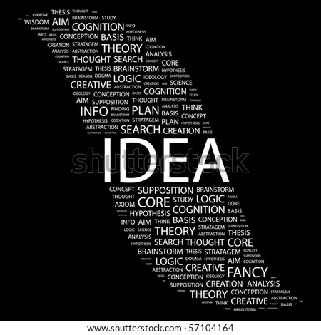 IDEA. Word collage on black background. Vector illustration.