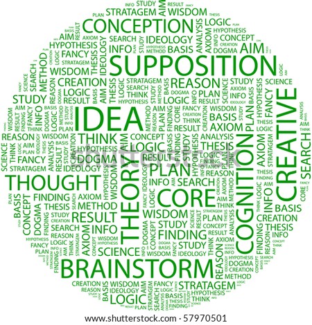IDEA. Word collage on white background. Illustration with different association terms.