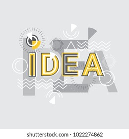 Idea Word Creative Graphic Design Modern Business Concept Over Abstract Geometric Shapes Background Vector Illustration