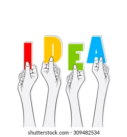 idea word hold in hand concept design vector