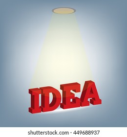 idea wording with light bulbs highlight background, achievement success concept, illustration vector in flat design