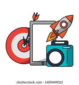 idea working success goal starting elements cartoon vector illustration graphic design