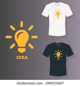 Idea con el concepto de bombilla amarilla brillante Diseño de moda de camisetas