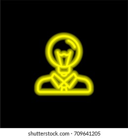Idea yellow glowing neon ui ux icon. Glowing sign logo vector