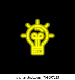 Idea yellow glowing neon ui ux icon. Glowing sign logo vector