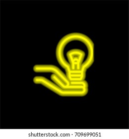 Idea yellow glowing neon ui ux icon. Glowing sign logo vector