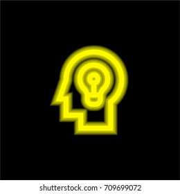 Idea yellow glowing neon ui ux icon. Glowing sign logo vector