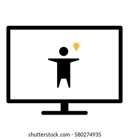 Idea_LightBulb  icon- Flat design, glyph style icon - Colored enclosed in a screen