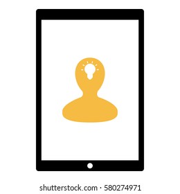 Idea_LightBulb  icon - Flat design, glyph style icon - Colored enclosed in a tablet