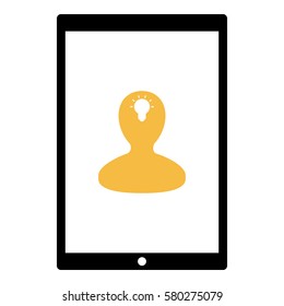 Idea_LightBulb  icon - Flat design, glyph style icon - Colored enclosed in a tablet