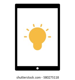 Idea_LightBulb  icon - Flat design, glyph style icon - Colored enclosed in a tablet