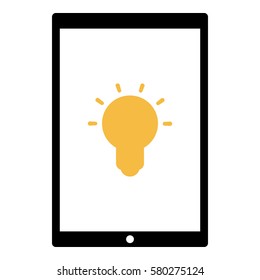 Idea_LightBulb  icon - Flat design, glyph style icon - Colored enclosed in a tablet