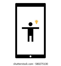 Idea_LightBulb  icon - Flat design, glyph style icon - Colored enclosed in a phone