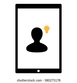 Idea_LightBulb  icon - Flat design, glyph style icon - Colored enclosed in a tablet
