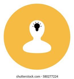 Idea_LightBulb  icon - Flat design, glyph style icon - White enclosed in a circle