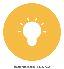 Idea_LightBulb  icon - Flat design, glyph style icon - White enclosed in a circle