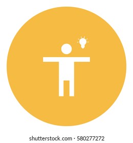 Idea_LightBulb  icon - Flat design, glyph style icon - White enclosed in a circle