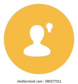 Idea_LightBulb  icon - Flat design, glyph style icon - White enclosed in a circle