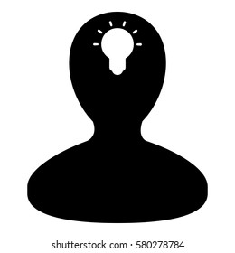 Idea_LightBulb  icon - Flat design, glyph style icon - Filled Black