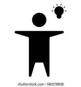 Idea_LightBulb  icon - Flat design, glyph style icon - Filled Black