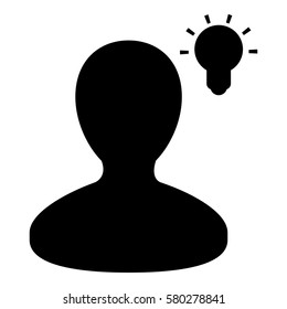 Idea_LightBulb  icon - Flat design, glyph style icon - Filled Black