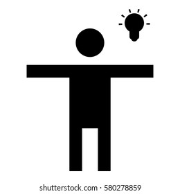 Idea_LightBulb  icon - Flat design, glyph style icon - Filled Black