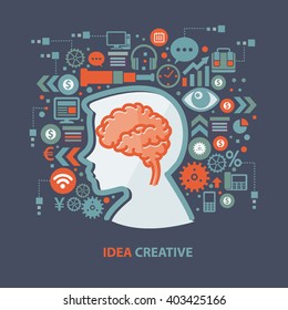 Idea,brain concept design on clean background,vector