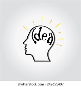 Idea,brain , vector concept of human thinking